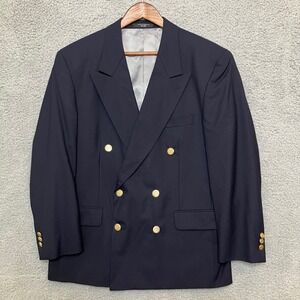 Dario di Napoli Firenze Italy Blazer 41S Men 100% Wool Navy Gold Buttons Regency